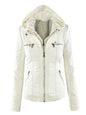Winter Faux Leather Jacket Women Casual Basic Coats  Waterproof Windproof Coats