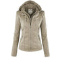 Winter Faux Leather Jacket Women Casual Basic Coats  Waterproof Windproof Coats