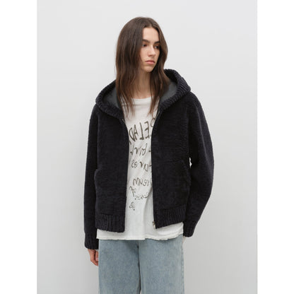 Fireladyfur Women's Hooded Merino Sheepskin Jacket“Bad Boy”