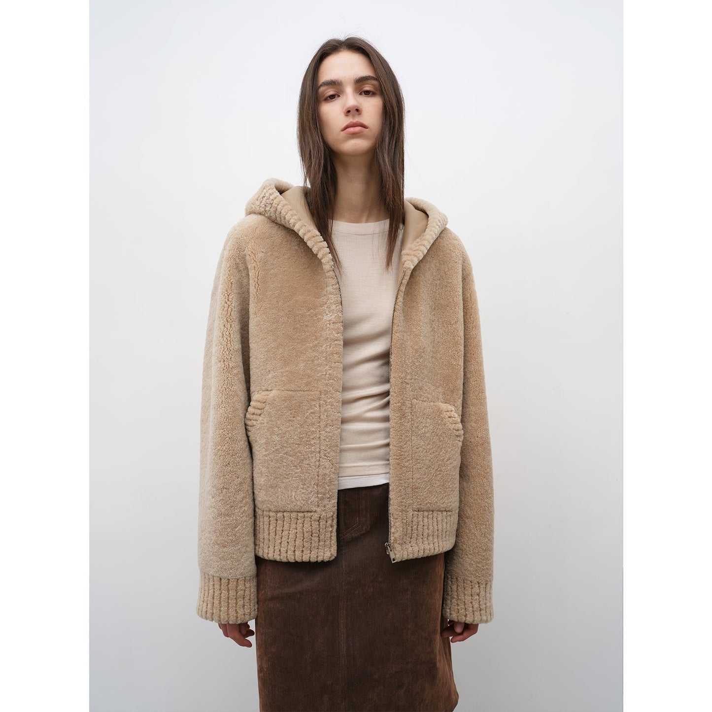 Fireladyfur Women's Hooded Merino Sheepskin Jacket“Bad Boy”