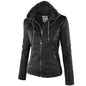 Winter Faux Leather Jacket Women Casual Basic Coats  Waterproof Windproof Coats