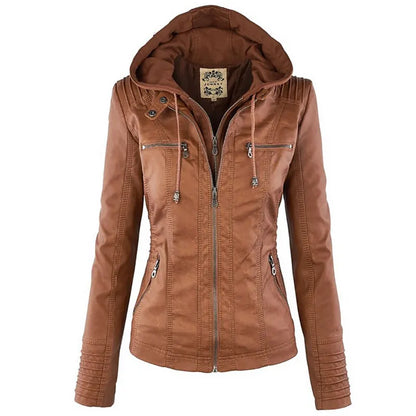 Winter Faux Leather Jacket Women Casual Basic Coats  Waterproof Windproof Coats