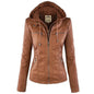 Winter Faux Leather Jacket Women Casual Basic Coats  Waterproof Windproof Coats