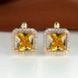 Platinum Super Square Full Diamond Large Zircon Stud Earrings
