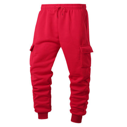 Warm Thick Trousers Sweatpants Men's Thicken Ankle-tied