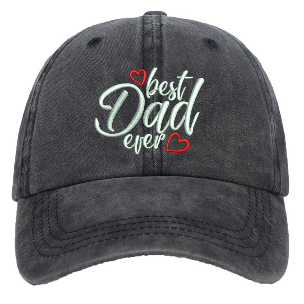 Washed Cotton Embroidered Letter Baseball Cap