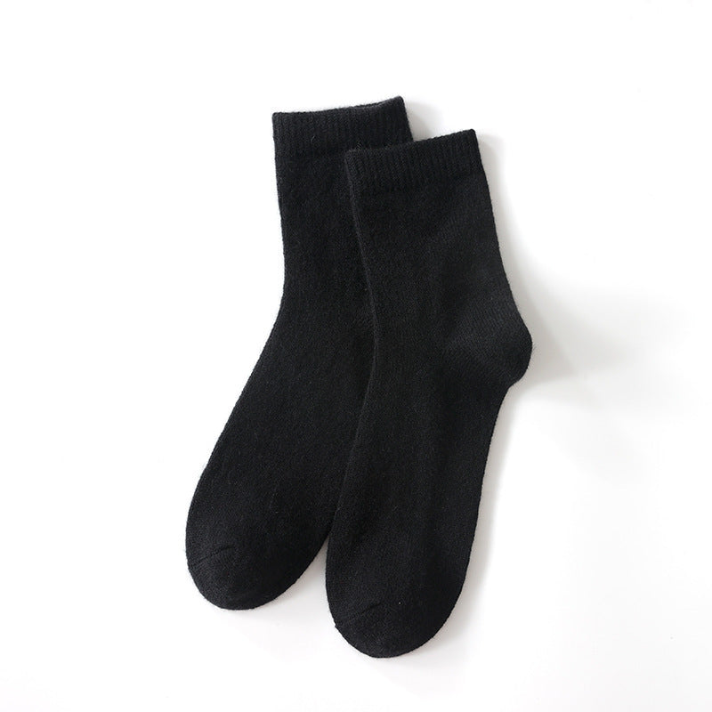Mid-High Tube Pure Color Cashmere Socks Unisex Maternity Socks Winter Cold Thick Socks Warm