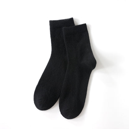 Mid-High Tube Pure Color Cashmere Socks Unisex Maternity Socks Winter Cold Thick Socks Warm