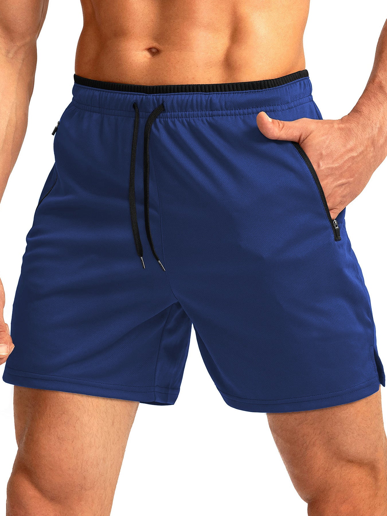 Men's Running Short Belt Zipper Pocket Quick-drying Gym Exercise Lightweight