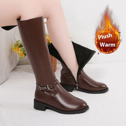Women's Winter Chunky Heel Round Head Knight Over The Knee Boots
