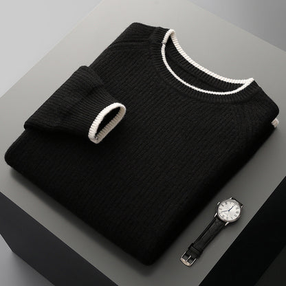 New Round Neck Double-strand Thickened Sweater For Men