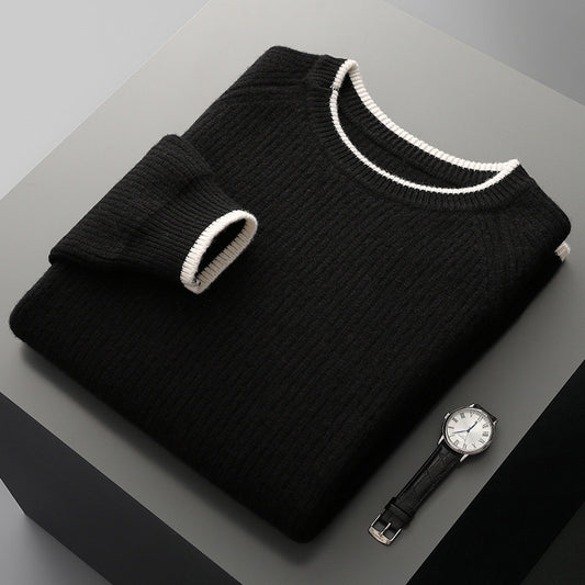 New Round Neck Double-strand Thickened Sweater For Men
