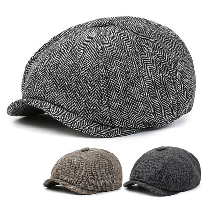 Herringbone Peaked Cap Middle-aged And Elderly Beret