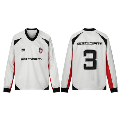 American Retro Stitching Long Sleeve T-shirt Men