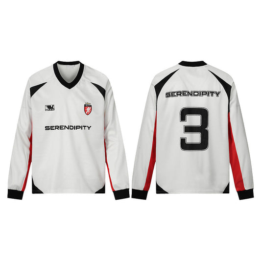 American Retro Stitching Long Sleeve T-shirt Men