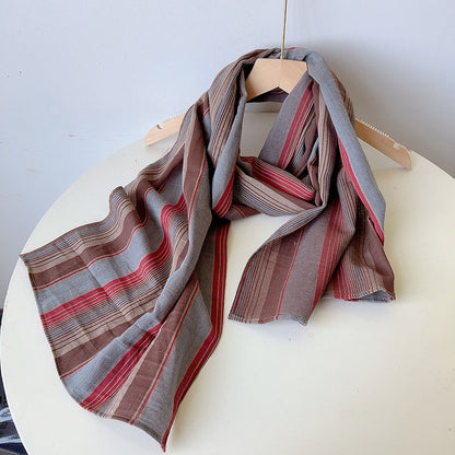 Pure Linen Hemp Gray Men's And Women's All-match Oversized Scarf