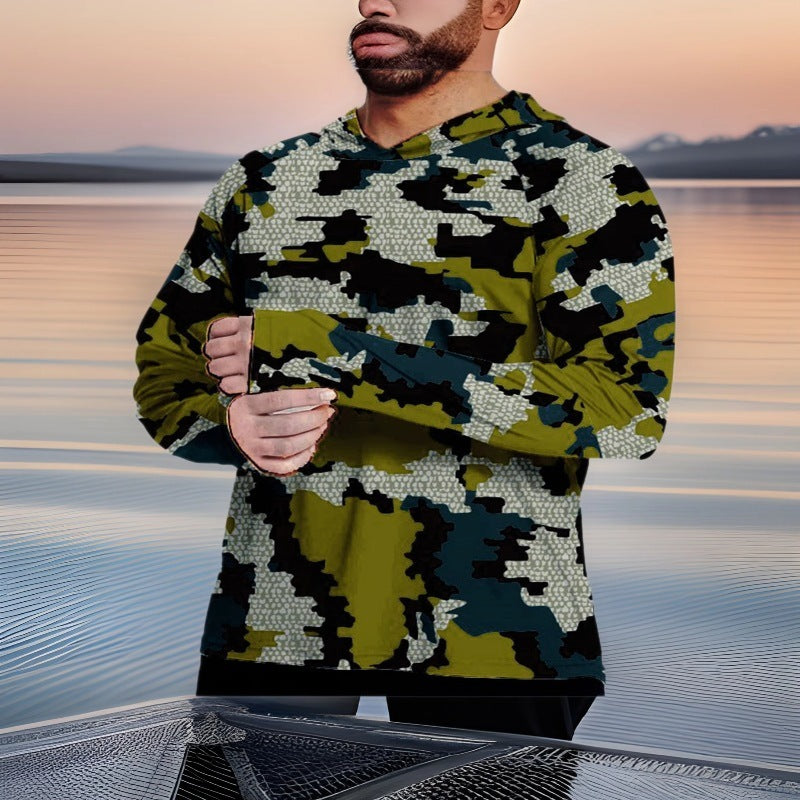 Outdoor Camouflage Hanging Fishing Suits Hooded Milk Silk Sun Protection