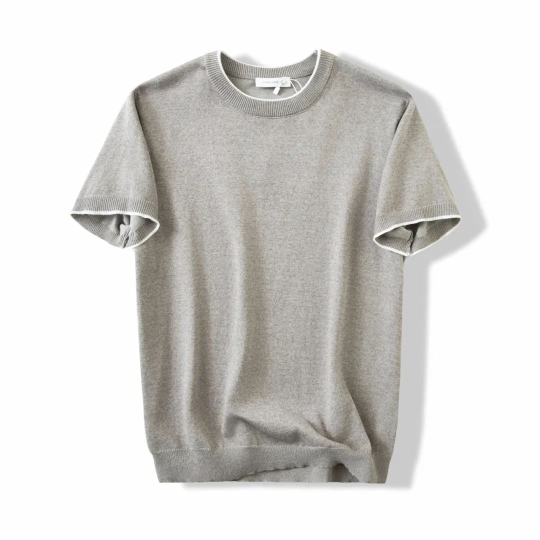 Lazy And Versatile Knitted Round Neck T-shirt For Men