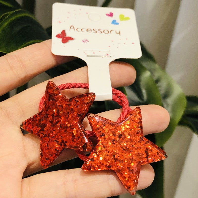 Dreamy Glitter Star Moon Girls Hair Tie