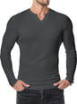 Fall Winter Men T-shirt Solid Color Casual Fashion Men's Long Sleeve