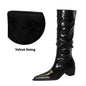 Women's Over-the-knee Boots Chunky Heel Mid Heel Pointed Wrinkled Surface