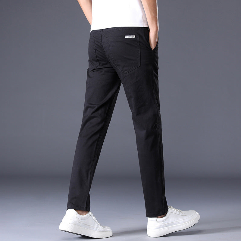 Men's Solid Color Casual Pants Korean Style Straight Trousers