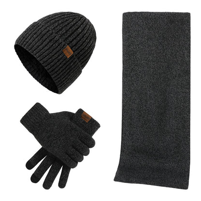 Thermal Knitting Hat Scarf And Gloves Three-piece Set