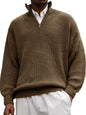 Fashion Men's Sweater Casual Long Sleeve Half Zipped Stand Collar Polo Shirt