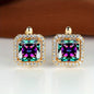 Platinum Super Square Full Diamond Large Zircon Stud Earrings
