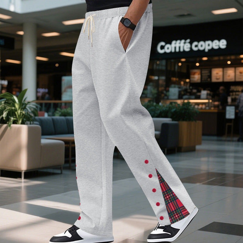 Contrast Color Drawstring No Fly Straight Track Sweatpants