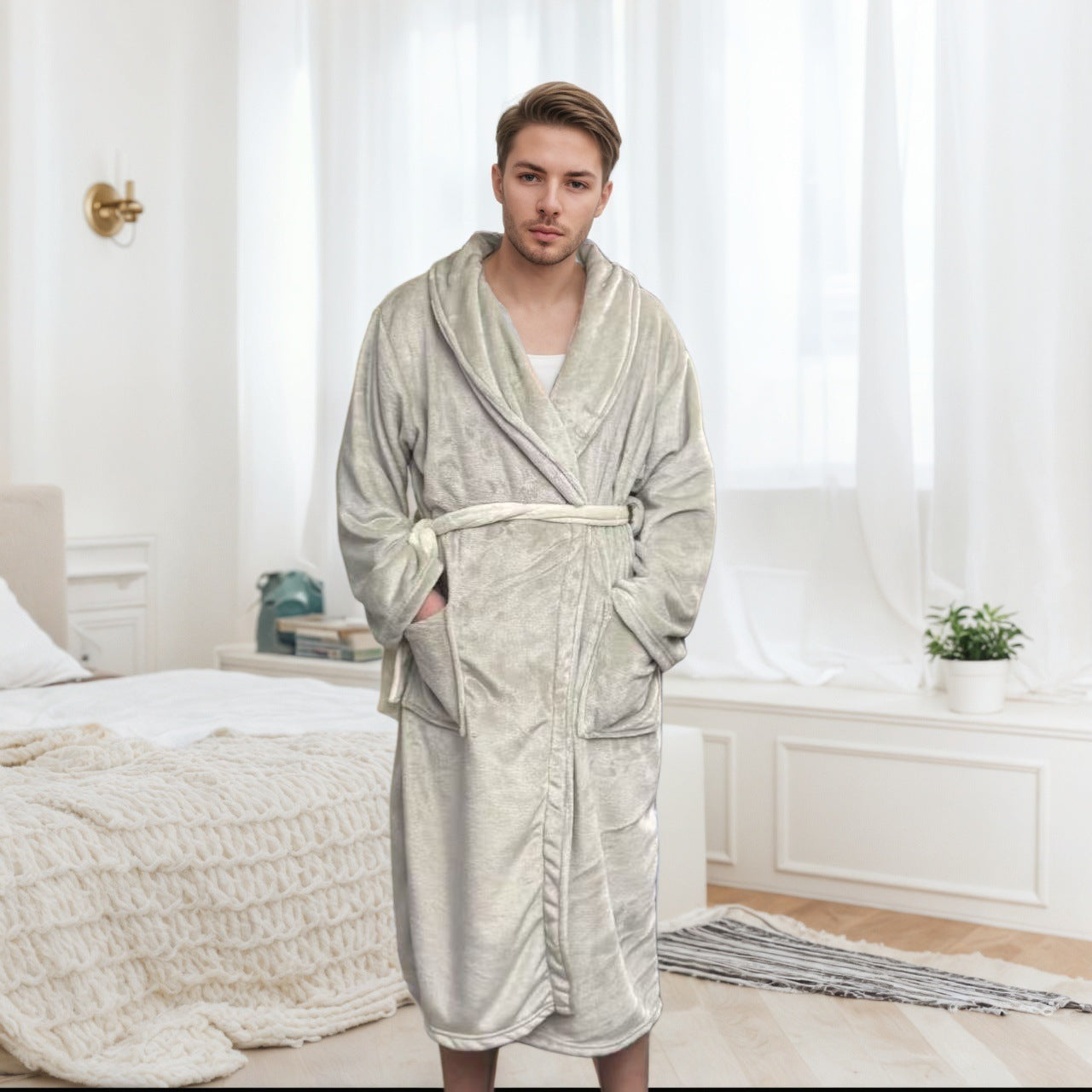 Couple Bathrobe Long Pajamas Homewear