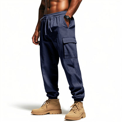 Loose Multi-pocket Workwear Ankle Banded Slacks