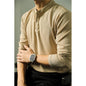 Long Sleeve Polo Shirt Simple Solid Color Fitness Men's Base