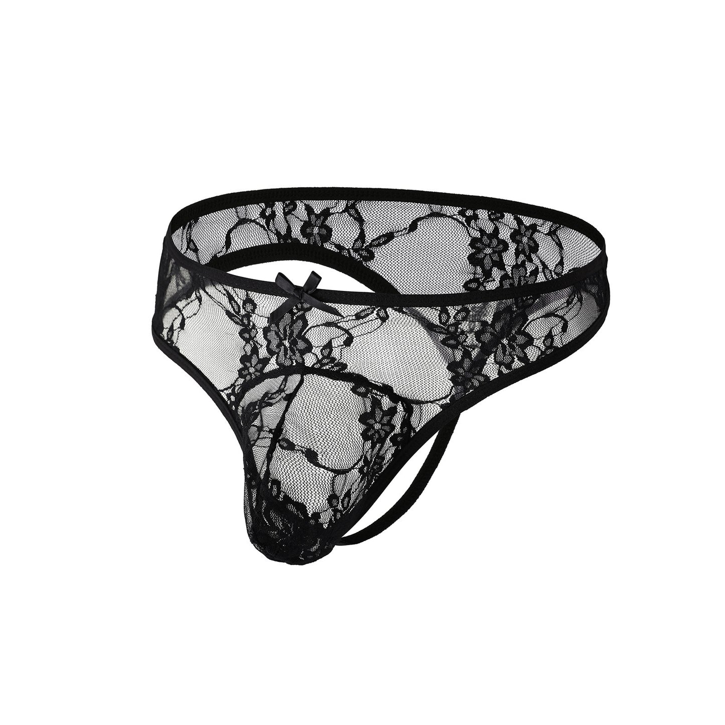 Men's Lace Underwear Ultra Thin Sexy Bow Tie Underpants Seduction Low Waist