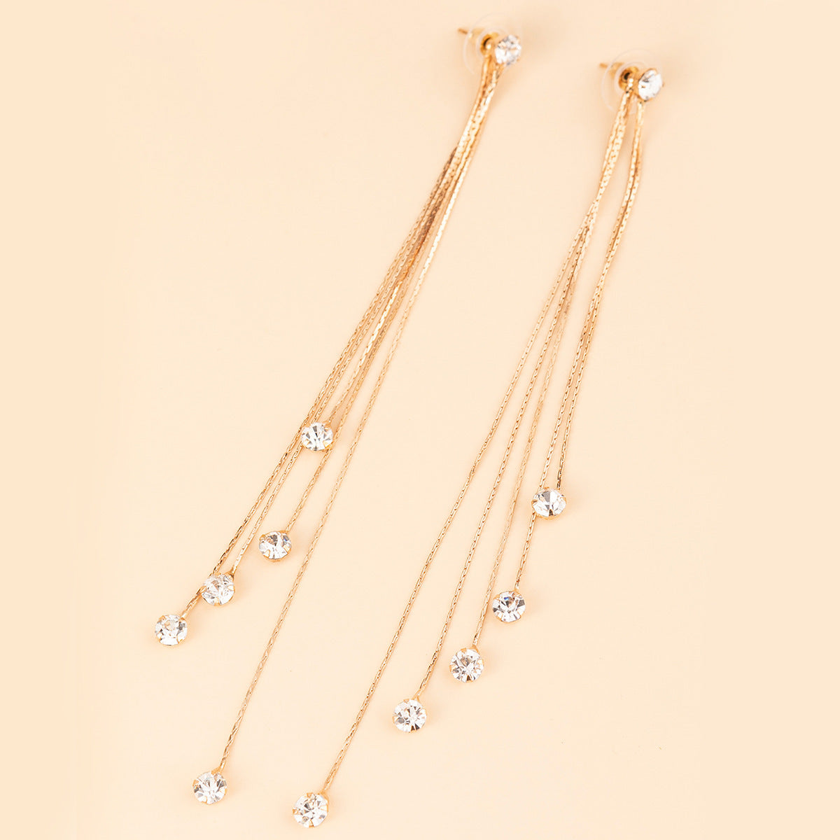 Front 2 Back 3 Strings Lucky Beads Tassel Earrings