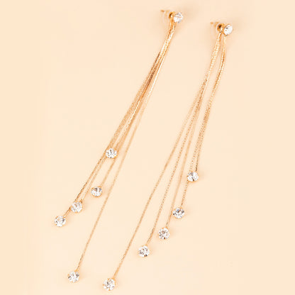 Front 2 Back 3 Strings Lucky Beads Tassel Earrings