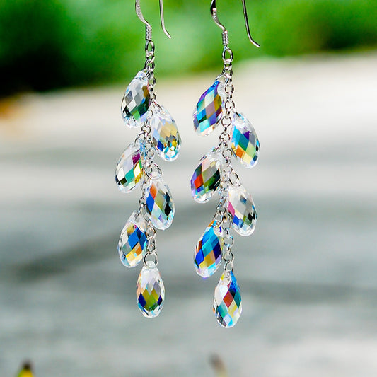 Bead Curtain Silver Needle Jewelry Crystal Earrings
