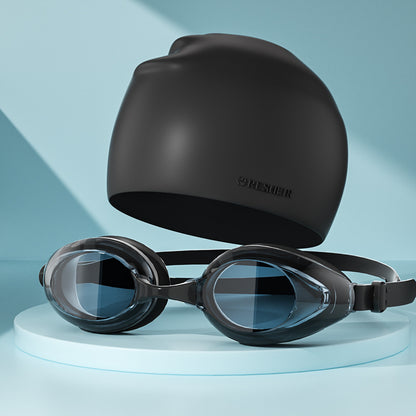 Large Frame HD Waterproof Anti-fog Swimming Goggles Swimming Cap