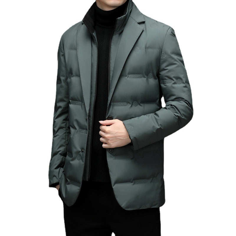 Winter Men's Cold-proof Down Jacket Coat Suit Scarf Collar