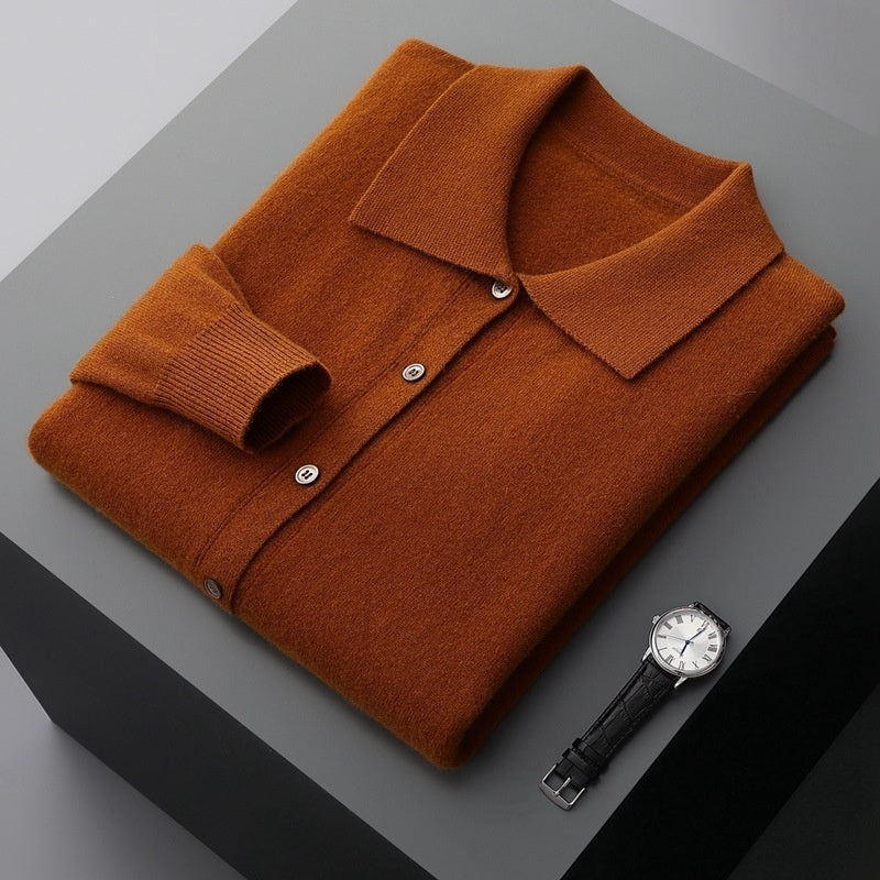 Men's Collar Button Solid Color Inner Wear Shirt