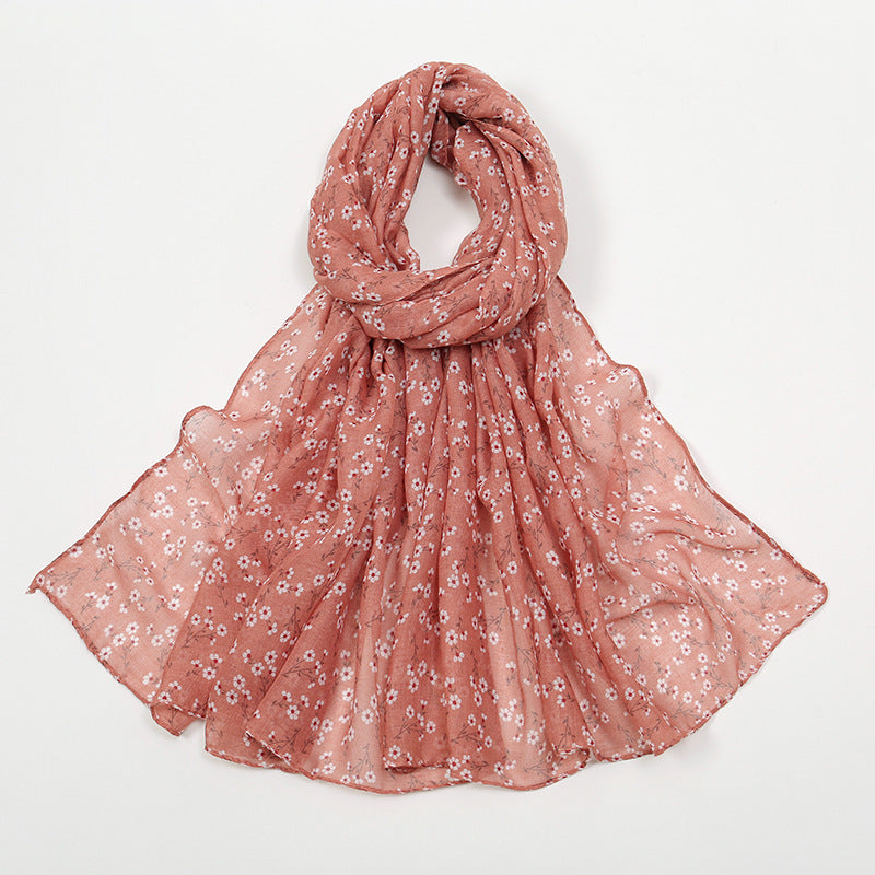 Fashion Floral Polyester Cotton Scarf Artistic Women