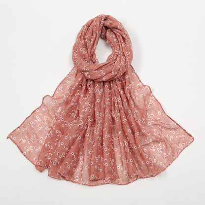 Fashion Floral Polyester Cotton Scarf Artistic Women
