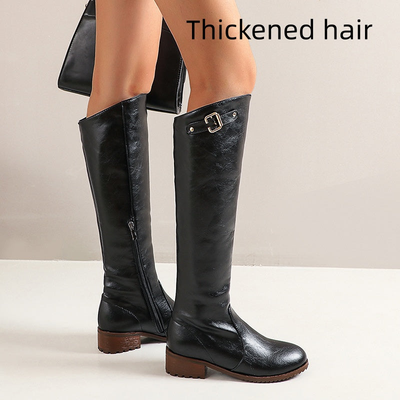 Retro Casual Women's Chunky Heel Knight Boots