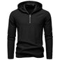 Half Zipper Design Casual Long Sleeve Solid Color Hooded T-shirt