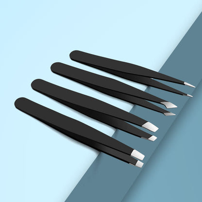 Stainless Steel Eyebrow Tweezers Black Flat Hairs Puller Beauty Makeup Tool
