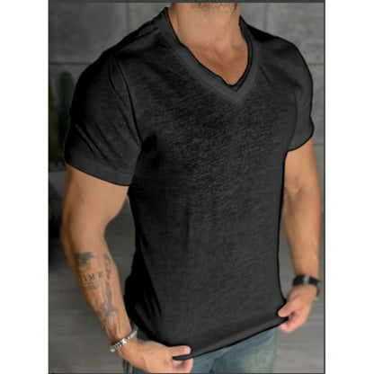 Men's Classic Double V-neck Ice Short-sleeved T-shirt