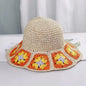 Fashion Personality Handmade Crocheted Flower Straw Hat Women