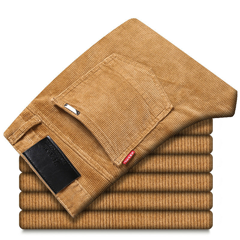 Straight Slim-Fit Corduroy Keep Warm Outerwear Corduroy Trousers