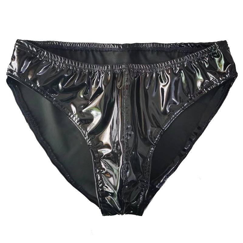 Sexy Bright PU Anti-exposure Leather Men's Bright Leather Underwear