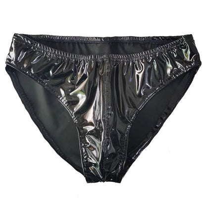 Sexy Bright PU Anti-exposure Leather Men's Bright Leather Underwear